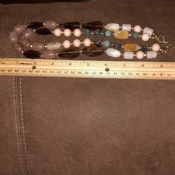 Loft Gemstone multistrand necklace signed crackle quartz faceted crystal beaded - Picture 15 of 15